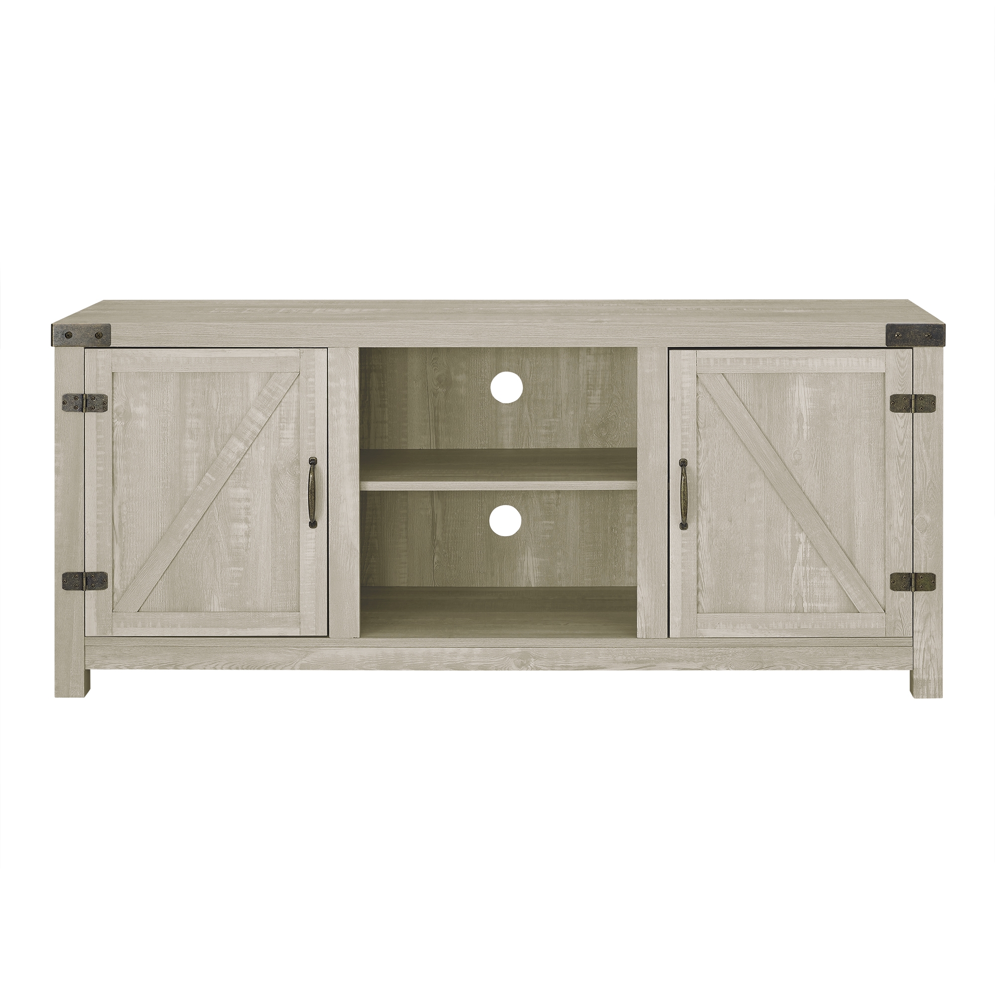 58" Farmhouse Barn Door TV Stand - Stone Grey  - Image 1