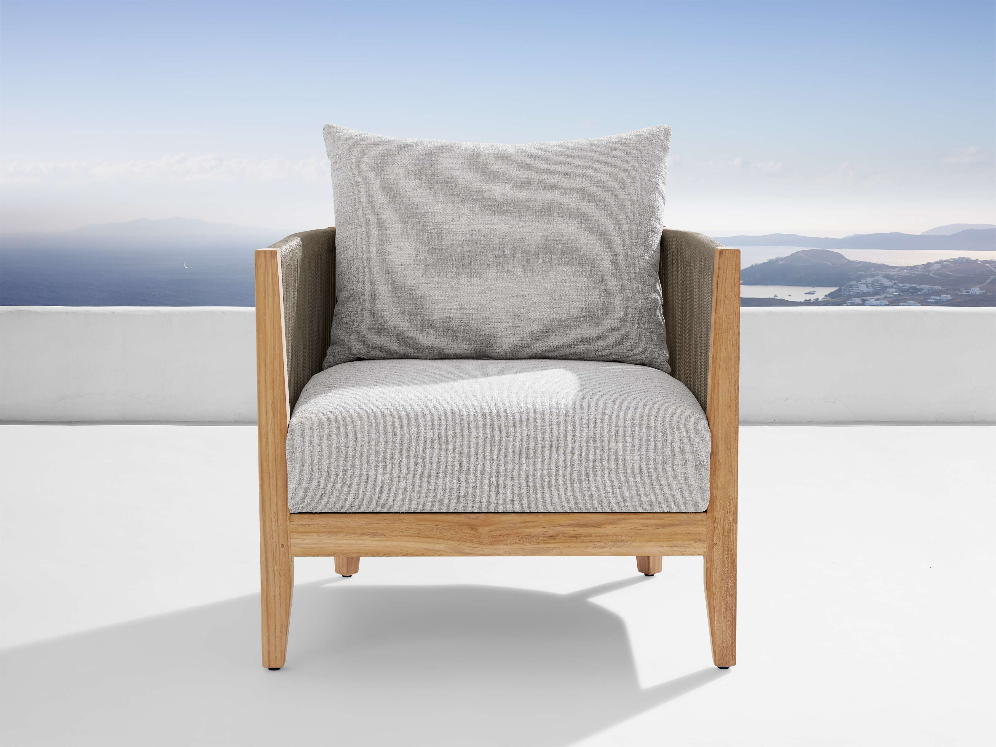 Newport Outdoor Lounge Chair in Wood Natural  Priano Malt - Image 0