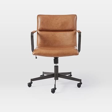 Cooper Mid-Century Office Chair, Saddle Leather, Nut - Contract Grade - Image 2