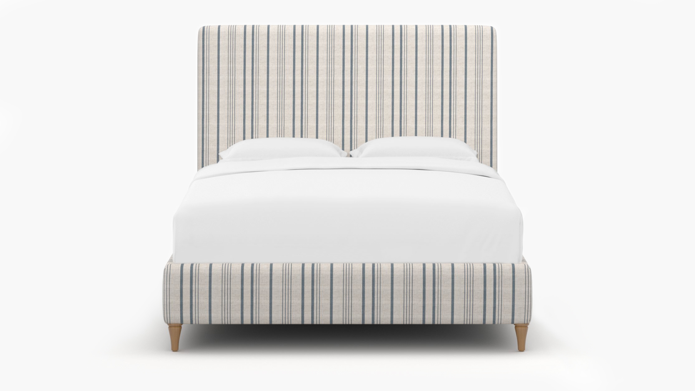 Classic Bed, Blue Market Stripe, Natural Decorative Tapered Leg, Twin - Image 0