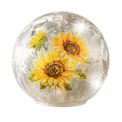 Macmurray LED Lighted Sunflowers Crackled Cloche - Image 0