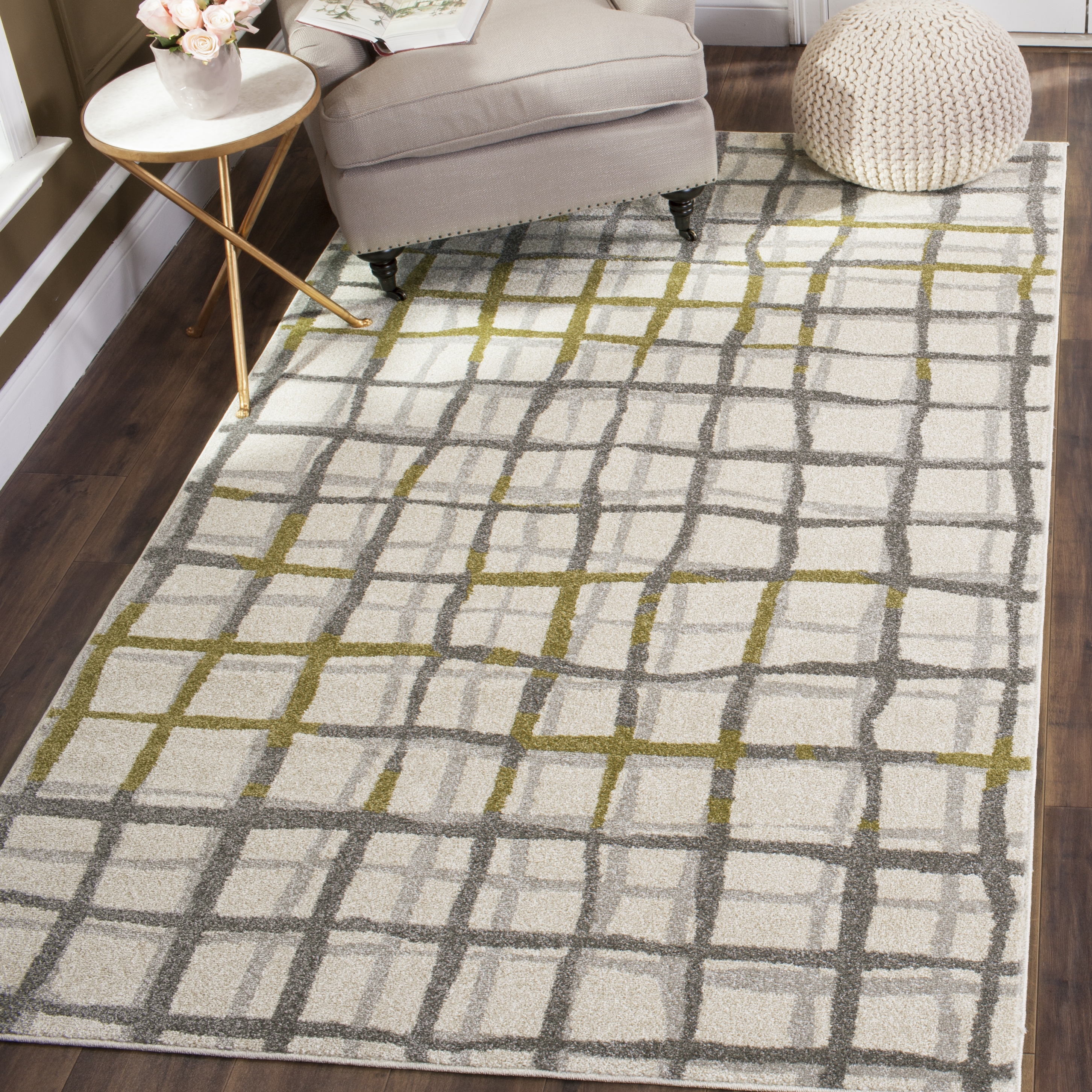 Arlo Home Indoor/Outdoor Woven Area Rug, AMT403K, Ivory/Light Grey,  4' X 6' - Image 1