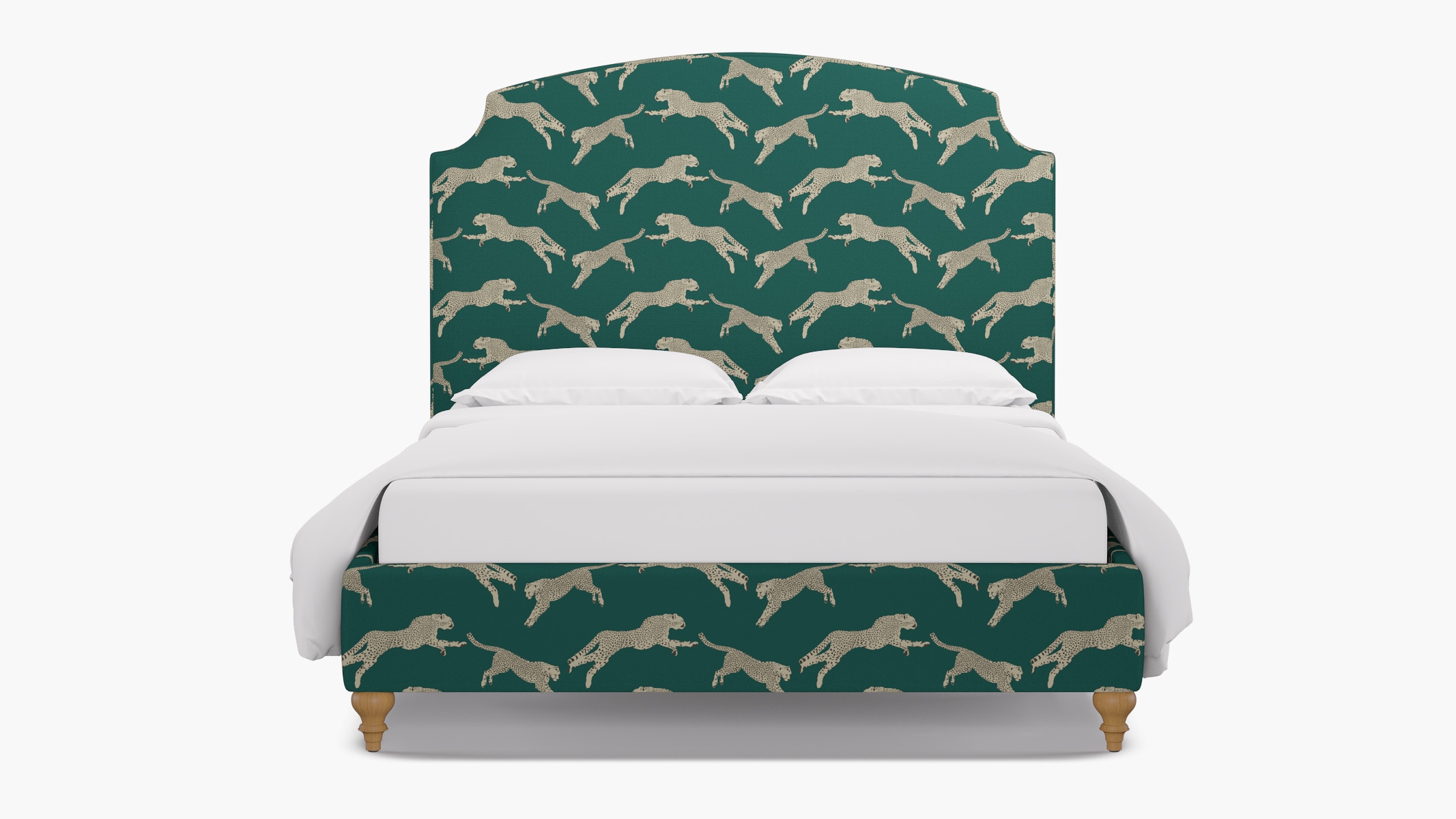 Cove Bed, Polo Green Cheetah, Natural Traditional Turned Leg, Twin - Image 0