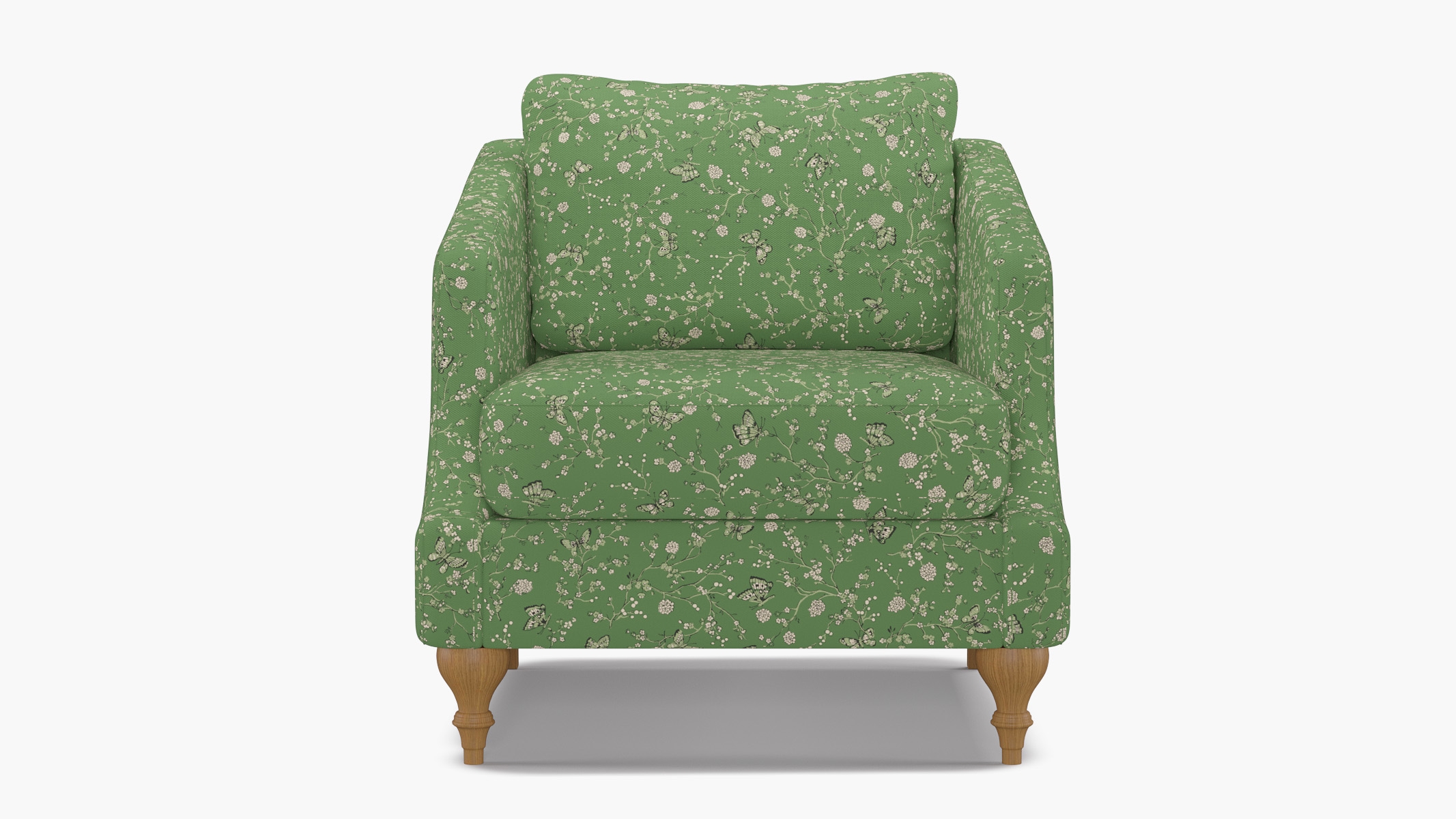 Slope Arm Chair, Kelly Mariposa, Natural Turned Wood Leg - Image 0