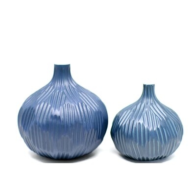 2 Piece Atmore Navy Porcelain Table Vase Set - Image 0