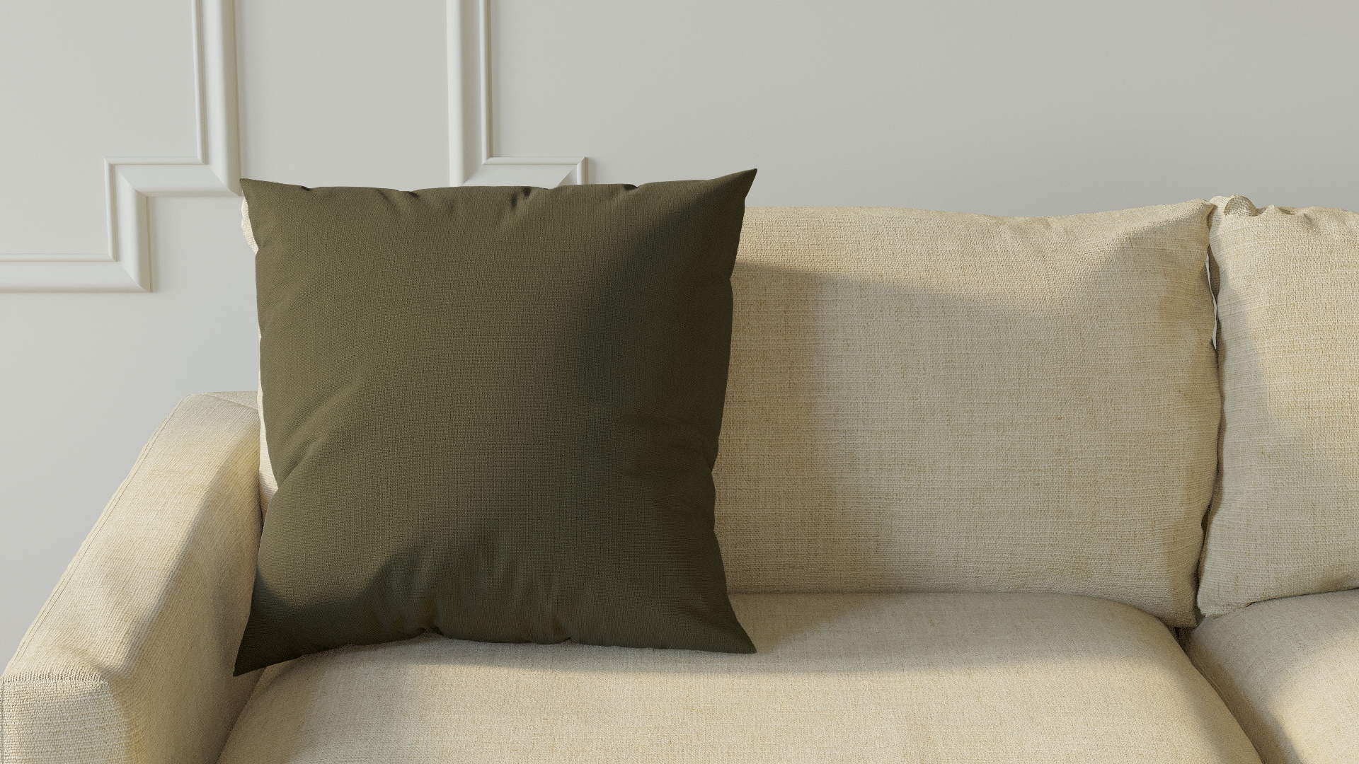 Throw Pillow 20", Olive Everyday Linen, 20" x 20" - Image 2