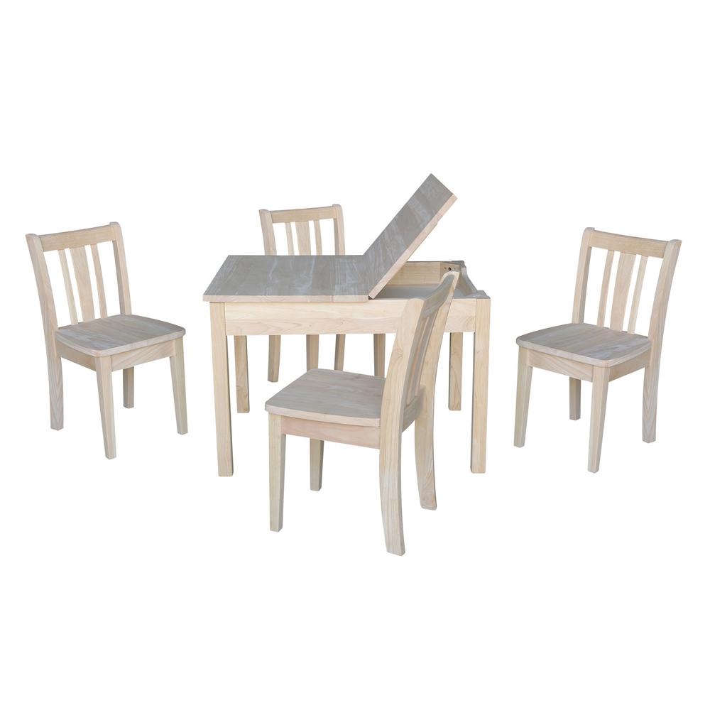 International Concepts Jorden Lift-top Storage 5-Piece Ready to Finish Kid's Table Set, Unfinished - Image 0
