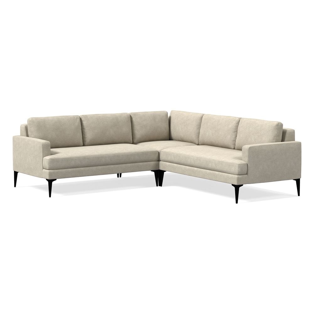 Andes 90" Multi Seat 3-Piece L-Shaped Sectional, Petite Depth, Distressed Velvet, Dune, Dark Pewter - Image 0