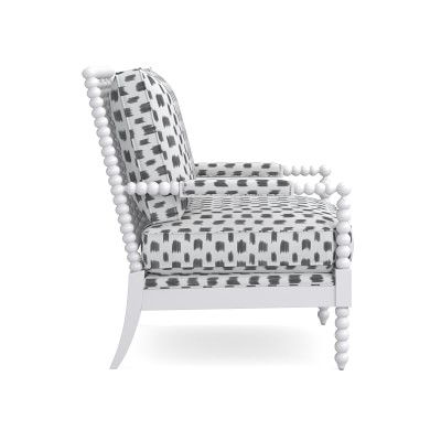 Spindle Chair, Down Cushion, Performance Slub Weave, Sand, White Leg - Image 1