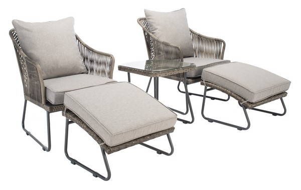 Indoor-Outdoor Narda 5 Pc Lounger Set - Grey/Grey - Safavieh - Image 7
