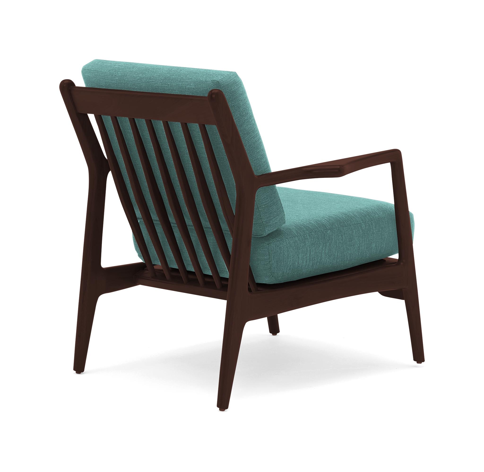 Green Collins Mid Century Modern Chair - Essence Aqua - Walnut - Image 3