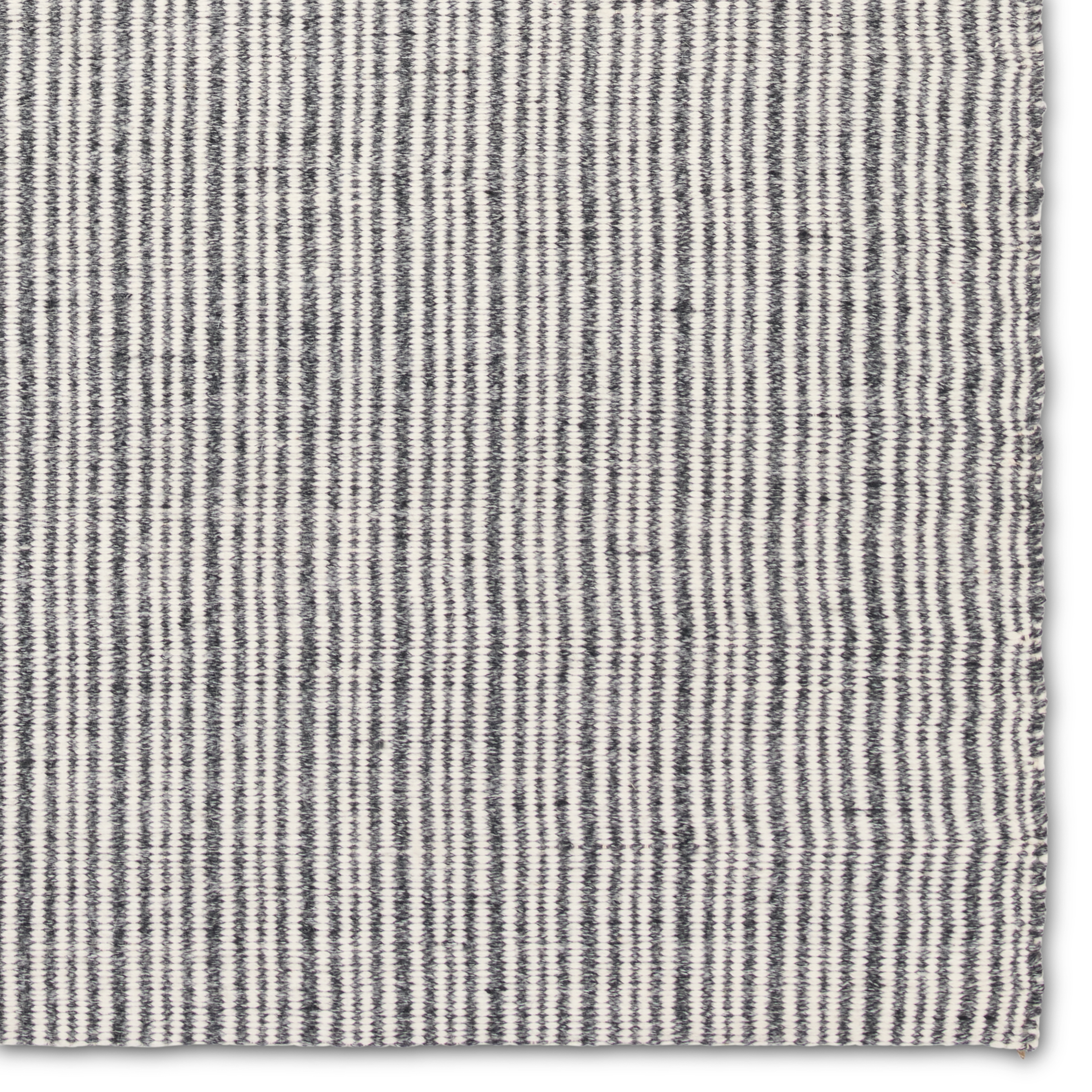 Jeston NAK02 Handmade Stripes Black and White Area Rug (7'9"x9'9") - Image 3