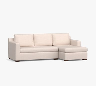 Shasta Square Arm Upholstered Right Arm Sofa with Chaise Sectional, Polyester Wrapped Cushions, Performance Slub Cotton White - Image 3