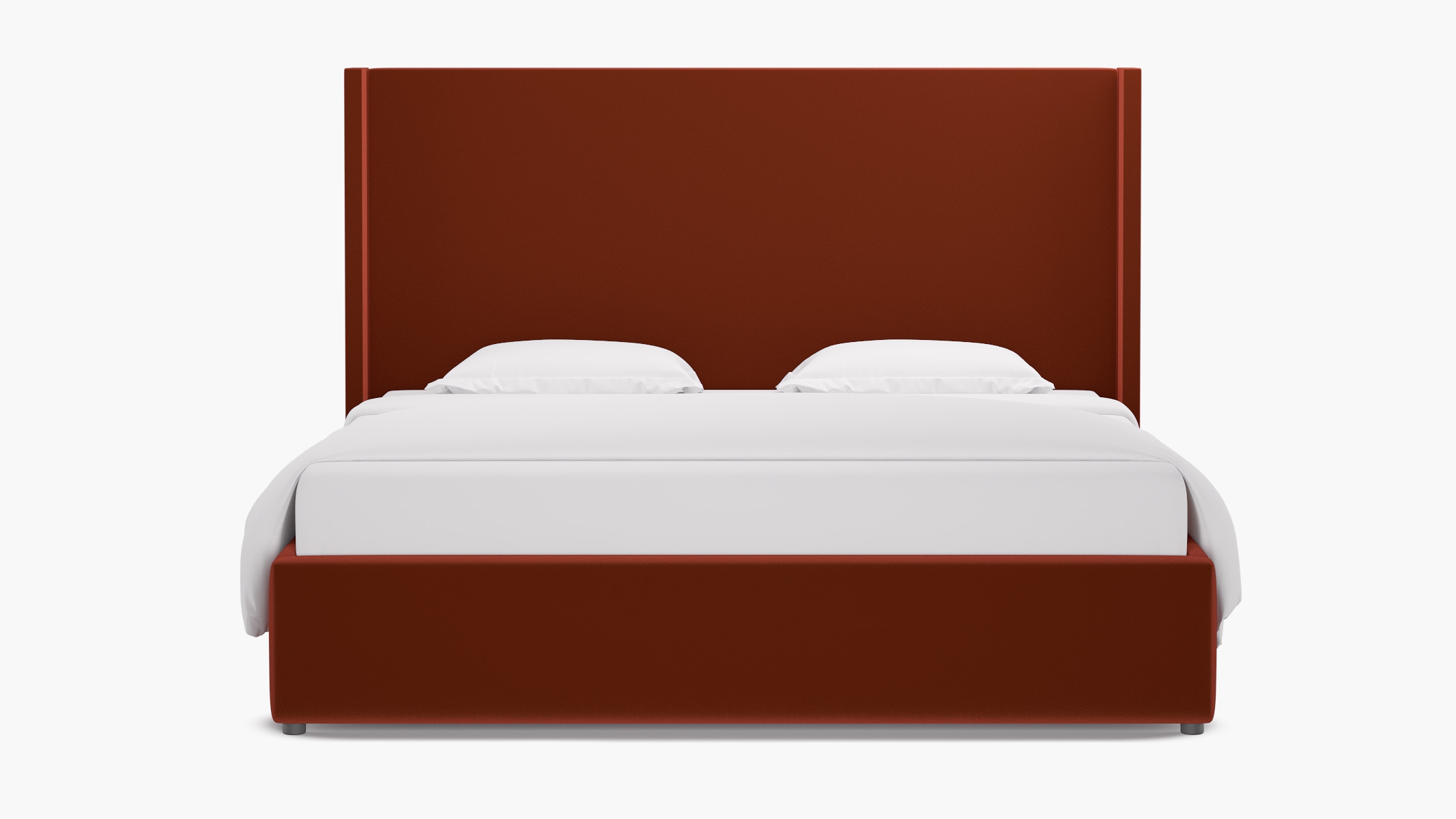 Modern Wingback Bed, Rust Performance Velvet, King - Image 0