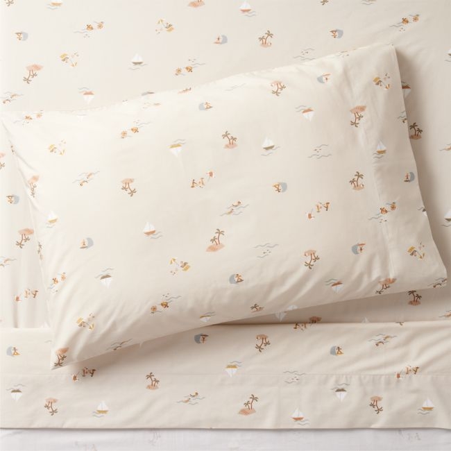 Stay Cool Beach Scene Organic Cotton Kids Twin Sheet Set - Image 0