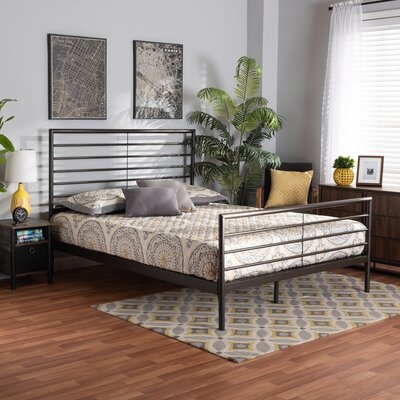 Alva Modern And Contemporary Industrial Black Finished Metal Queen Size Platform Bed - Image 0