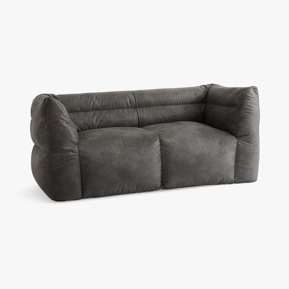 Carmen Sofa, Textured Faux Suede Charcoal - Image 0