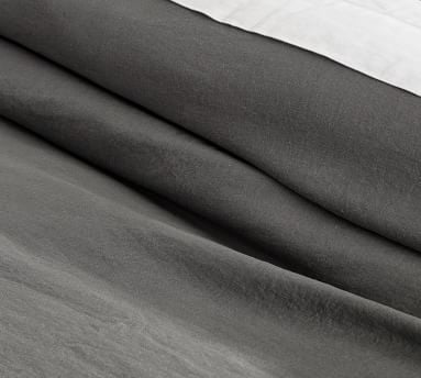 Charcoal Belgian Flax Linen Double Flange Duvet Cover, Twin - Image 3