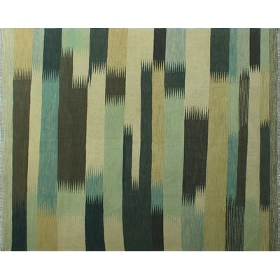 Ames Striped Handmade Kilim Wool Ivory Area Rug - Image 0
