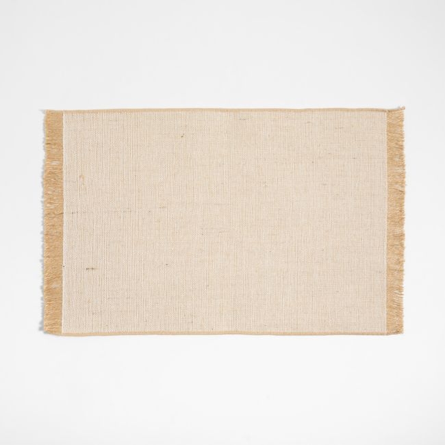 Jute and Organic Cotton Woven Placemat with Fringe Natural by Gaby Dalkin - Image 0