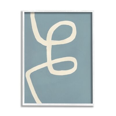 Abstract Curved Line Off-White Over Blue - Image 0