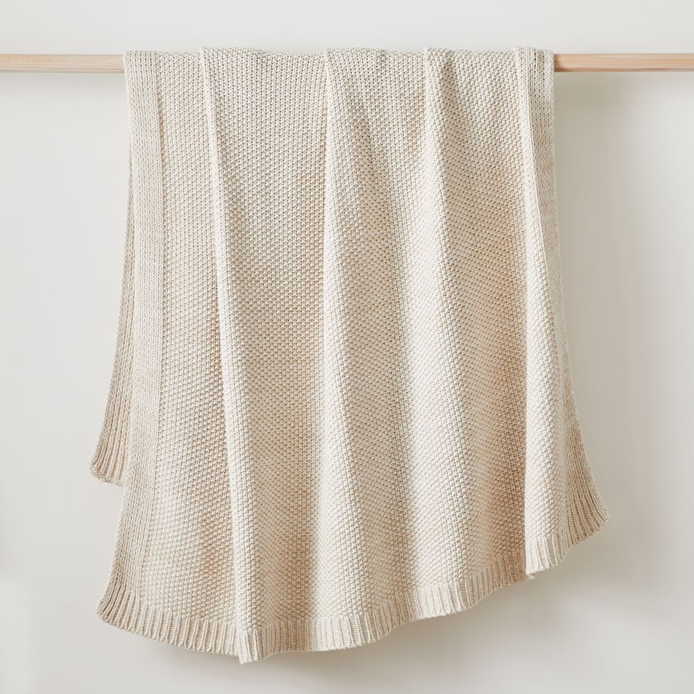 Cotton Knit Throw, 50"x60", Natural - Image 0
