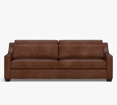 York Slope Arm Leather Deep Seat Loveseat 72", Polyester Wrapped Cushions, Signature Chalk - Image 3