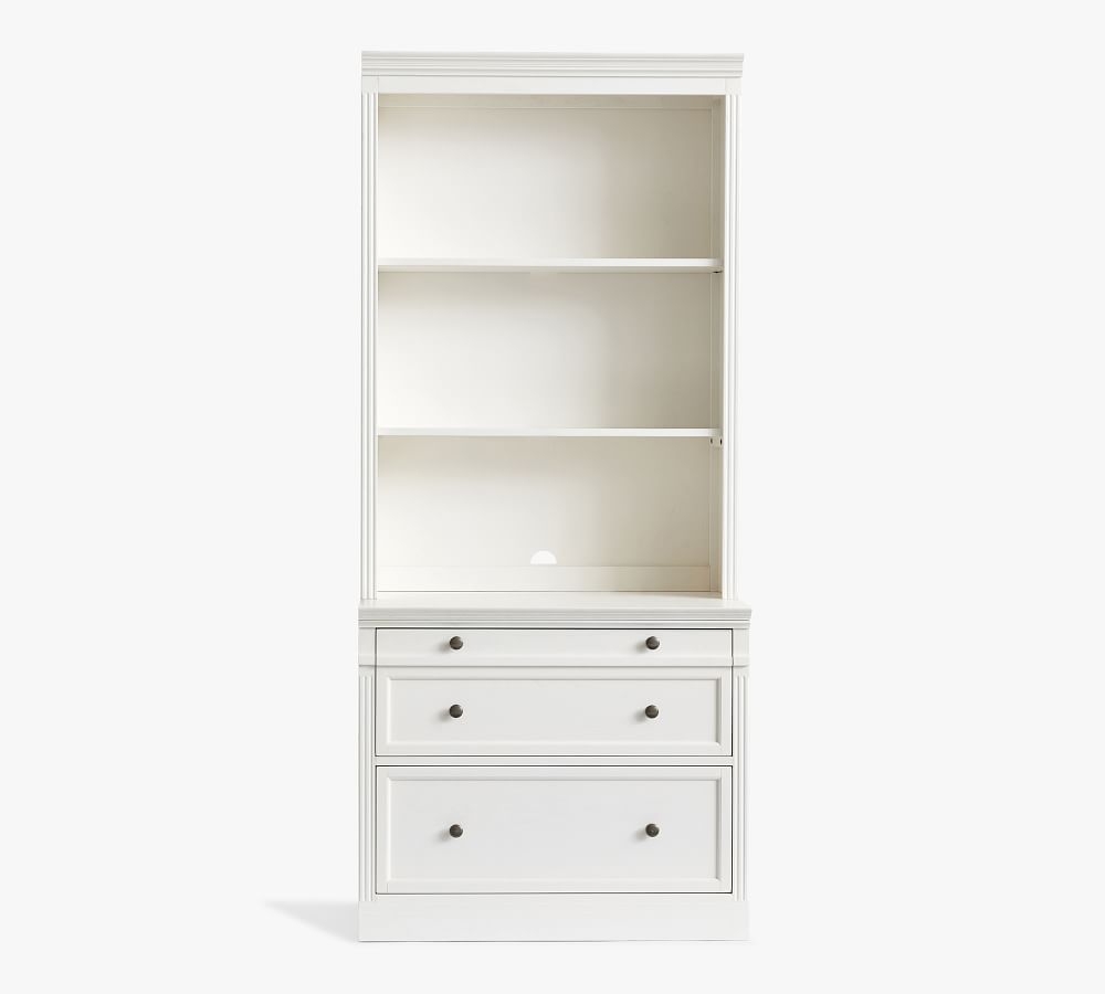 Livingston Bookcase with 2-Drawer Lateral File Cabinet, Montauk White, 35"L x 81"H - Image 5