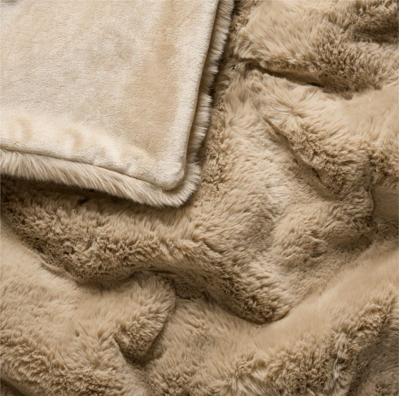 Faux Fur 70"x55" Sierra Tan Throw Blanket - Image 3