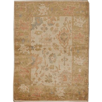 Hand-Knotted Wool Tan/Green Area Rug - Image 0