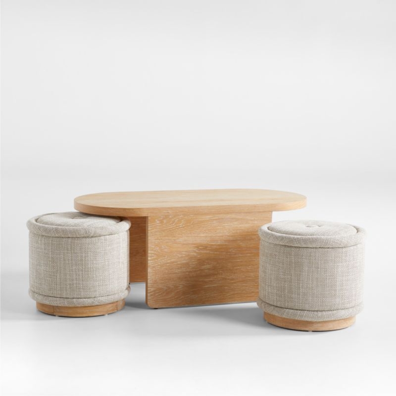 Union Oval Nesting Coffee Table with Stools - Image 2