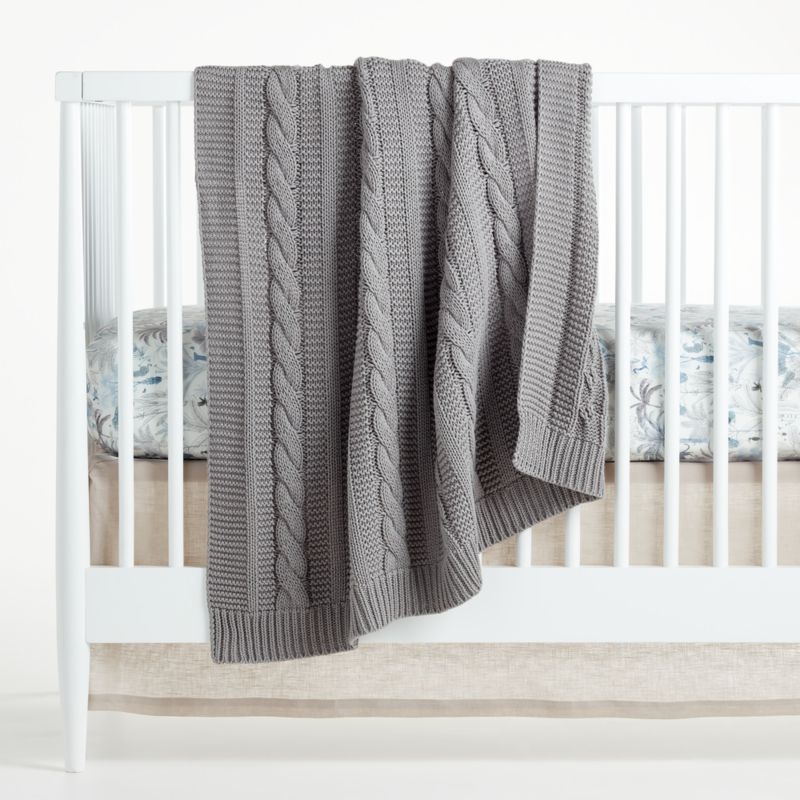 Chunky Knit Grey Blanket - Image 3