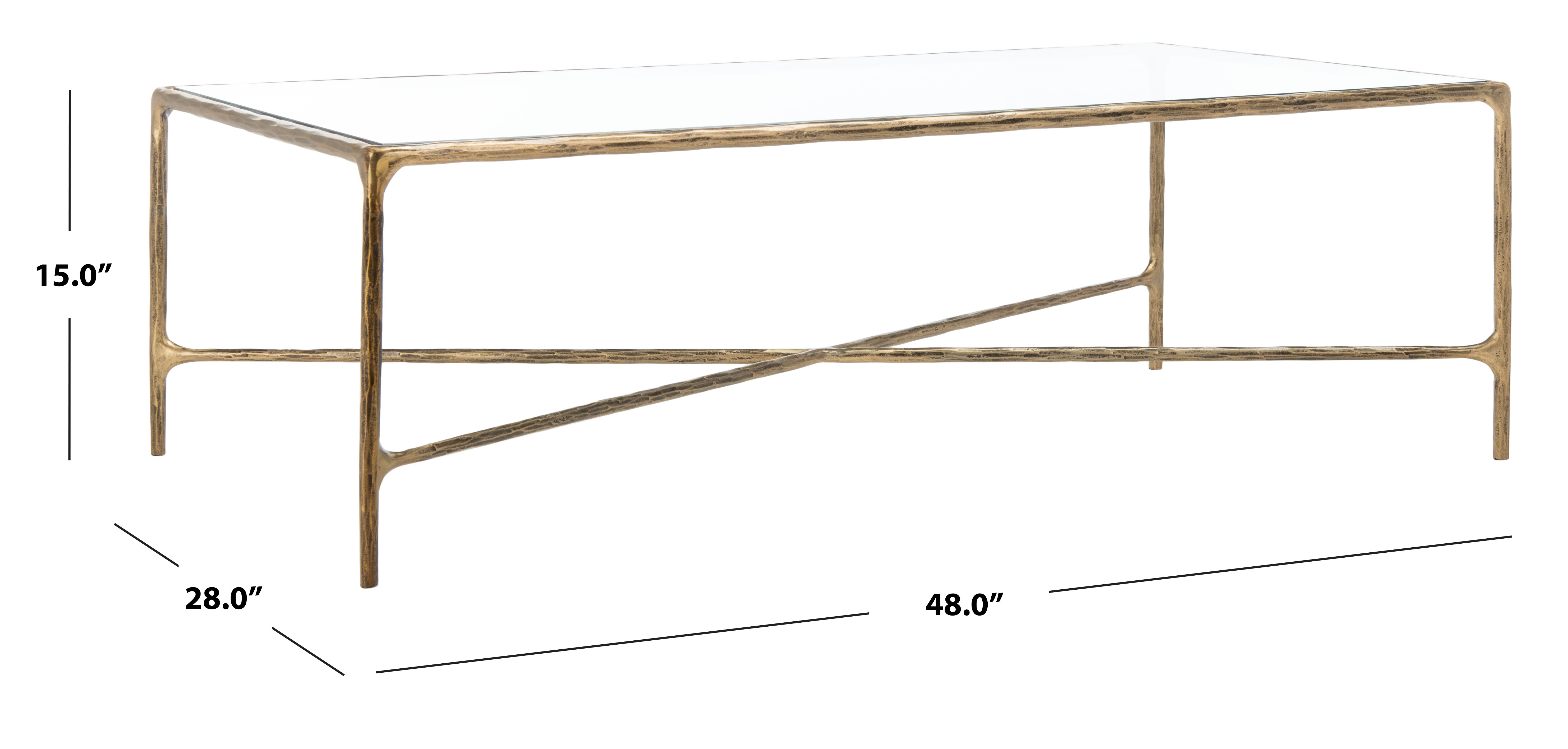 Jessa Rectangle Metal Coffee Table - Brass - Image 5