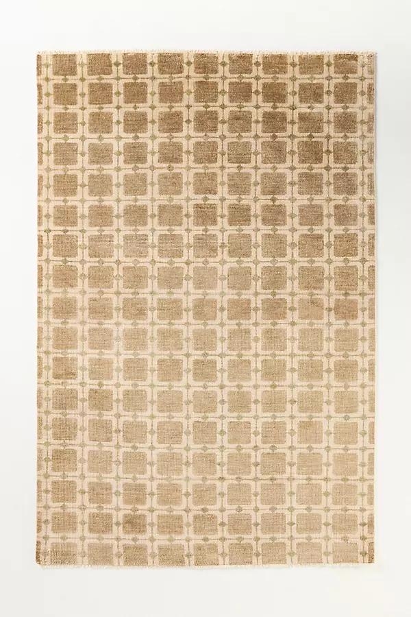 Hand-Knotted Geometric Wool Rug - Image 0