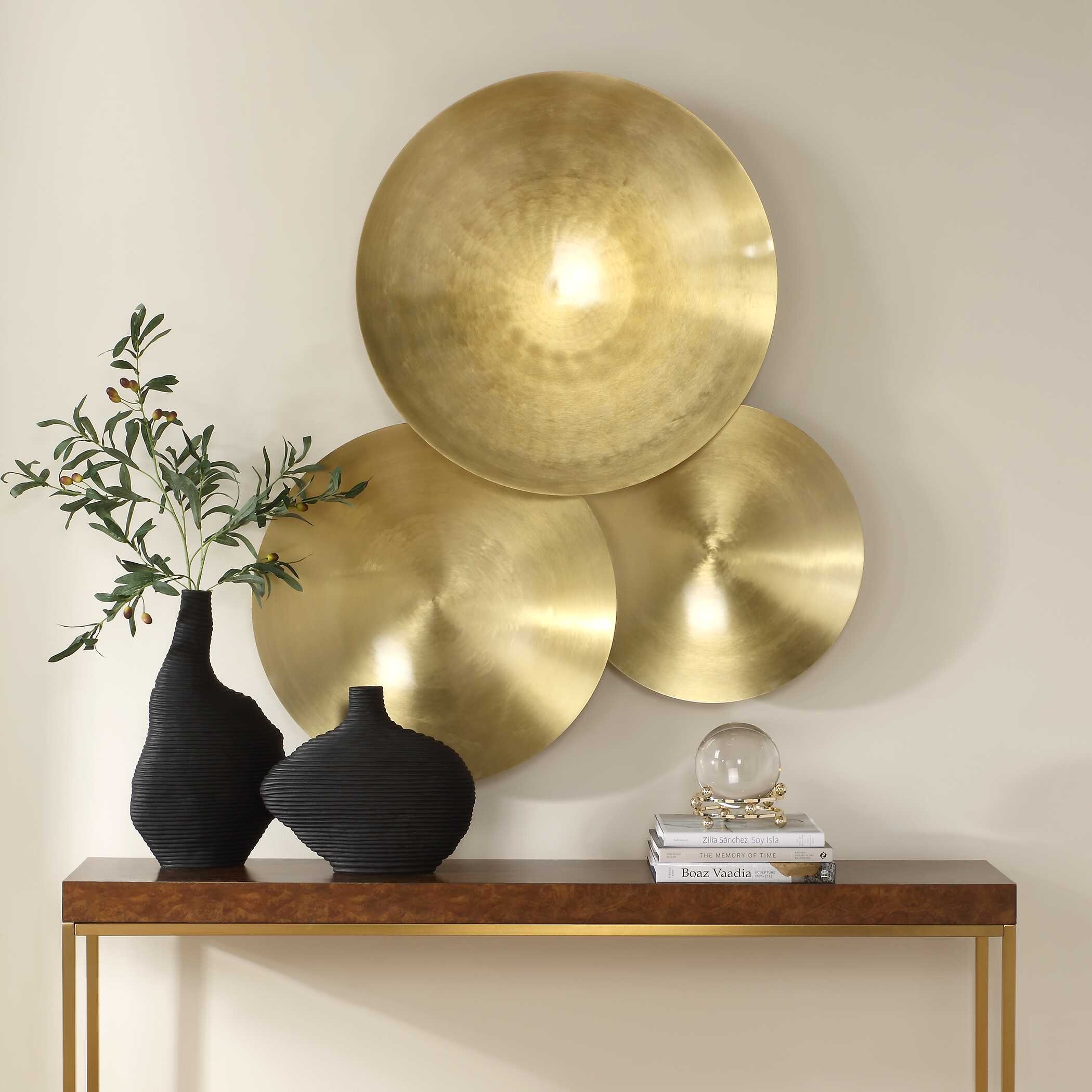 Cymbalic Round Brass Wall Art Set/3 - Image 1