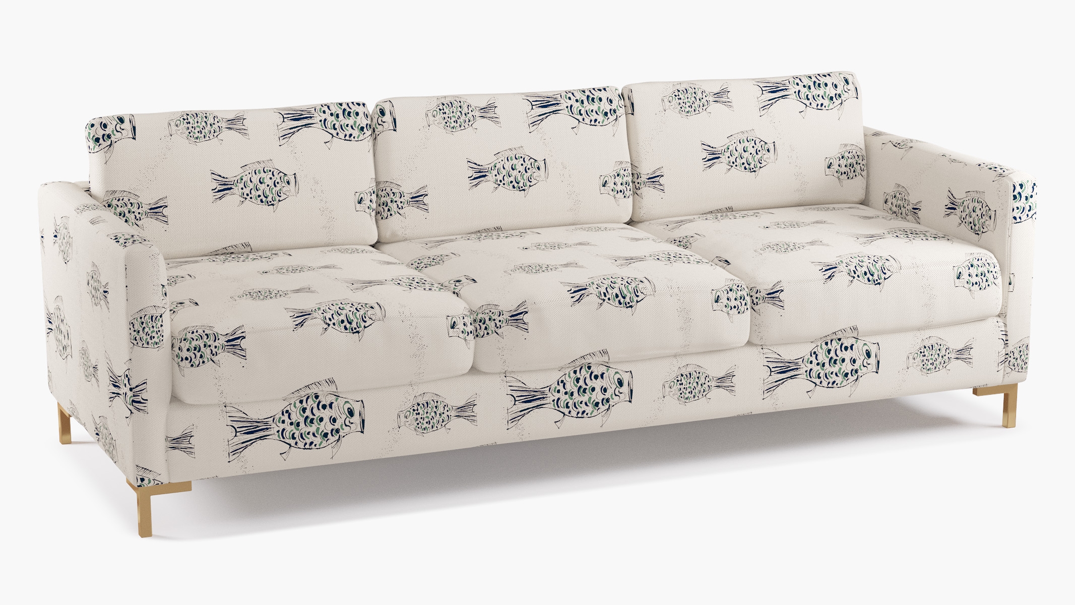 Modern Sofa, Canvas Sakana, Brass L Leg - Image 1