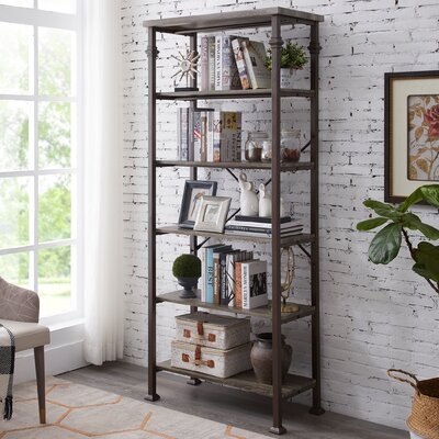 4-Tier Rustic Grey Oak Bookshelf - Image 0