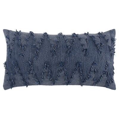 Horrell Cotton Lumbar Pillow Cover & Insert, Blue, 26" x 14" - Image 0