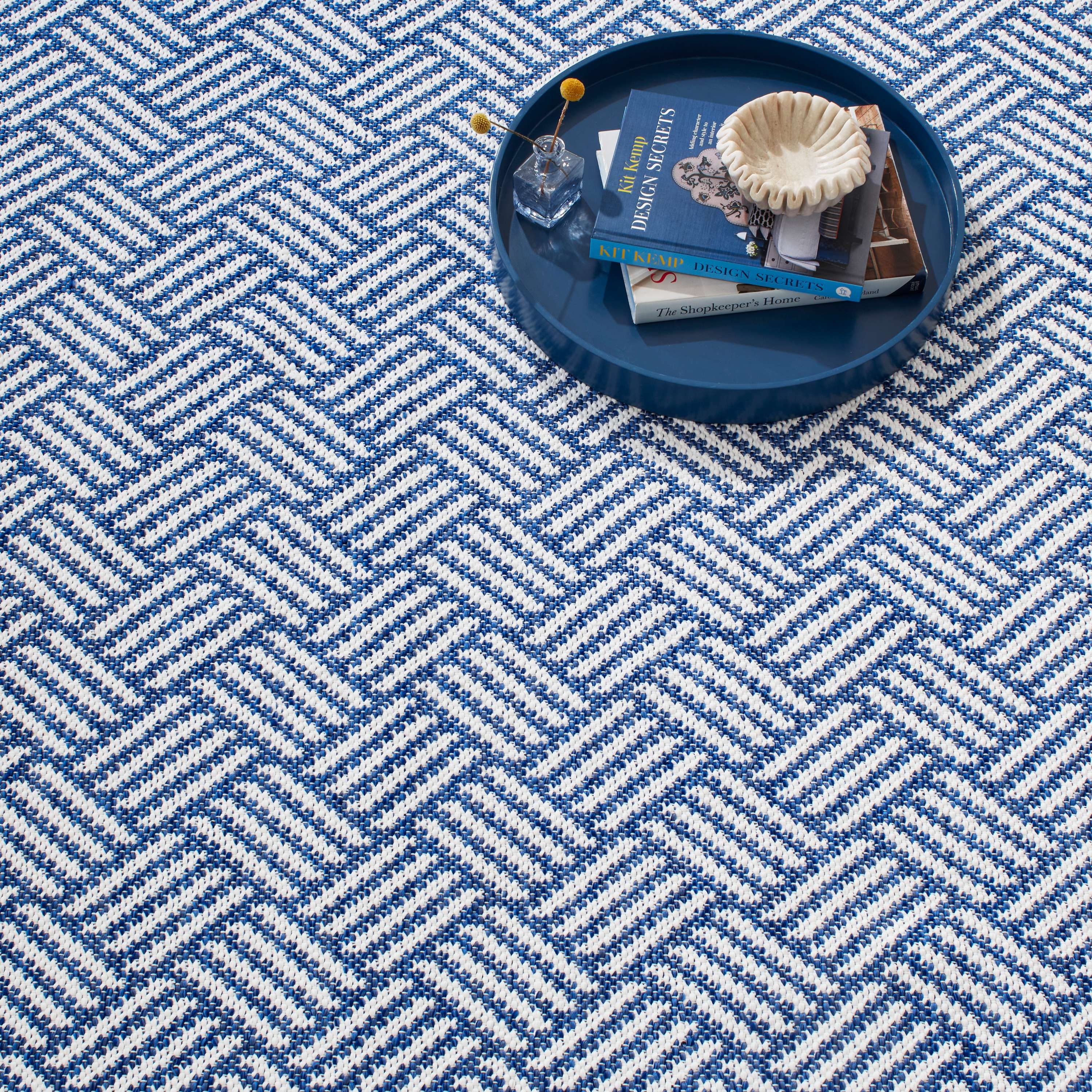 Crisscross Denim Handwoven Indoor/Outdoor Rug - Image 1