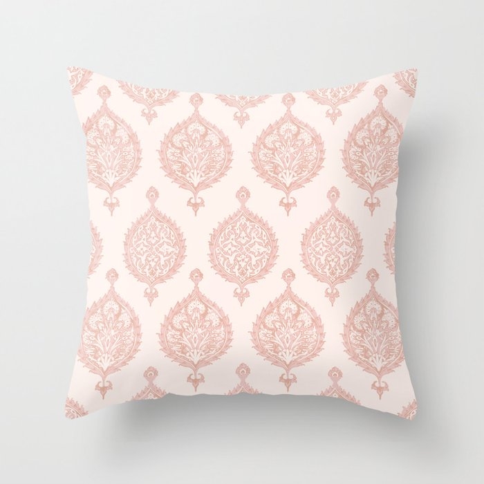 Edana Medallion In Pink Throw Pillow by House Of Haha - Cover (20" x 20") With Pillow Insert - Indoor Pillow - Image 0