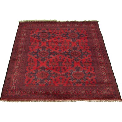 One-of-a-Kind Allaina Hand-Knotted 2010s Esari Turkman Red 4'4" x 6'6" Wool Area Rug - Image 0