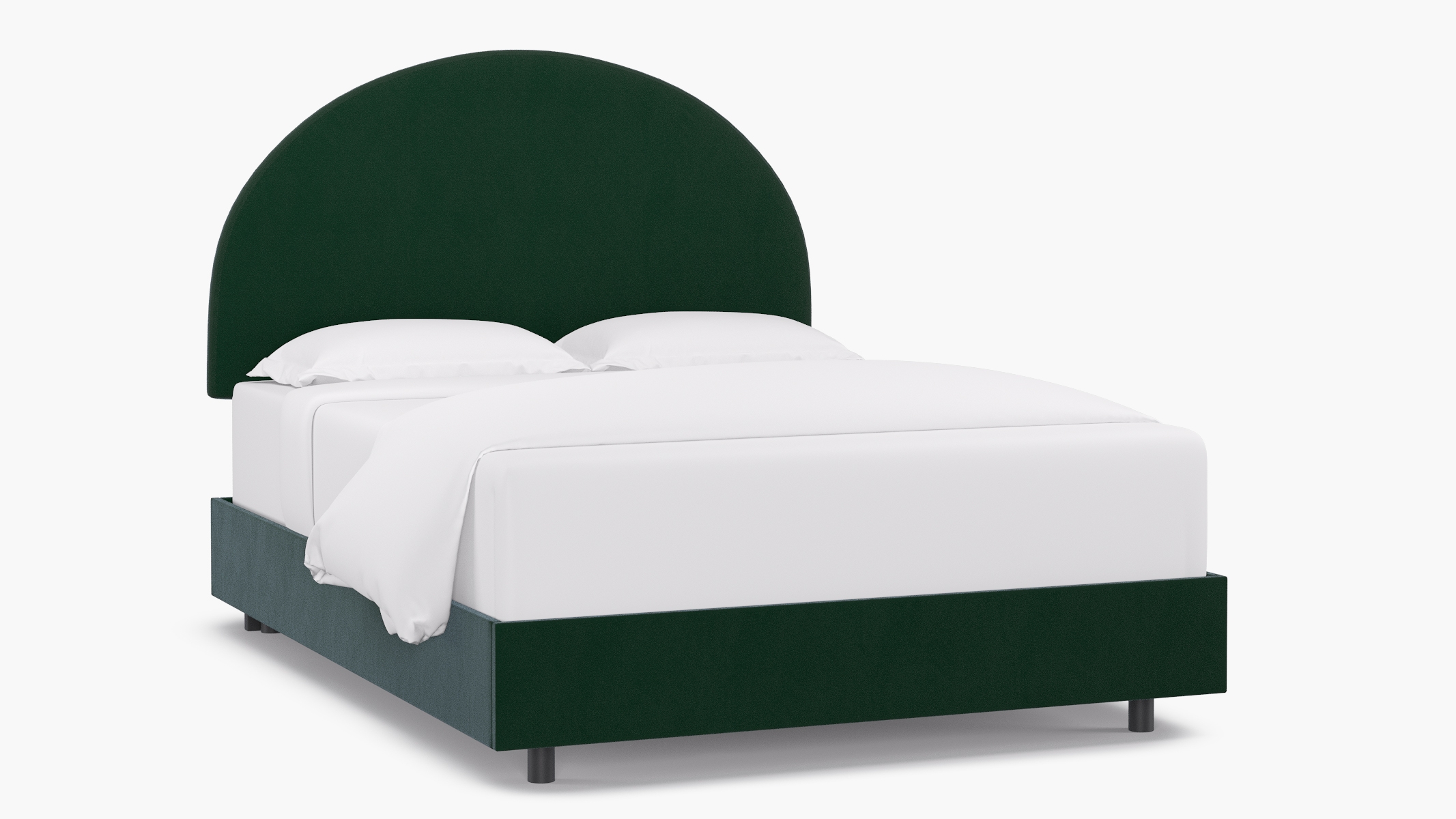 Arched Back Bed, Emerald Classic Velvet, Queen - Image 0