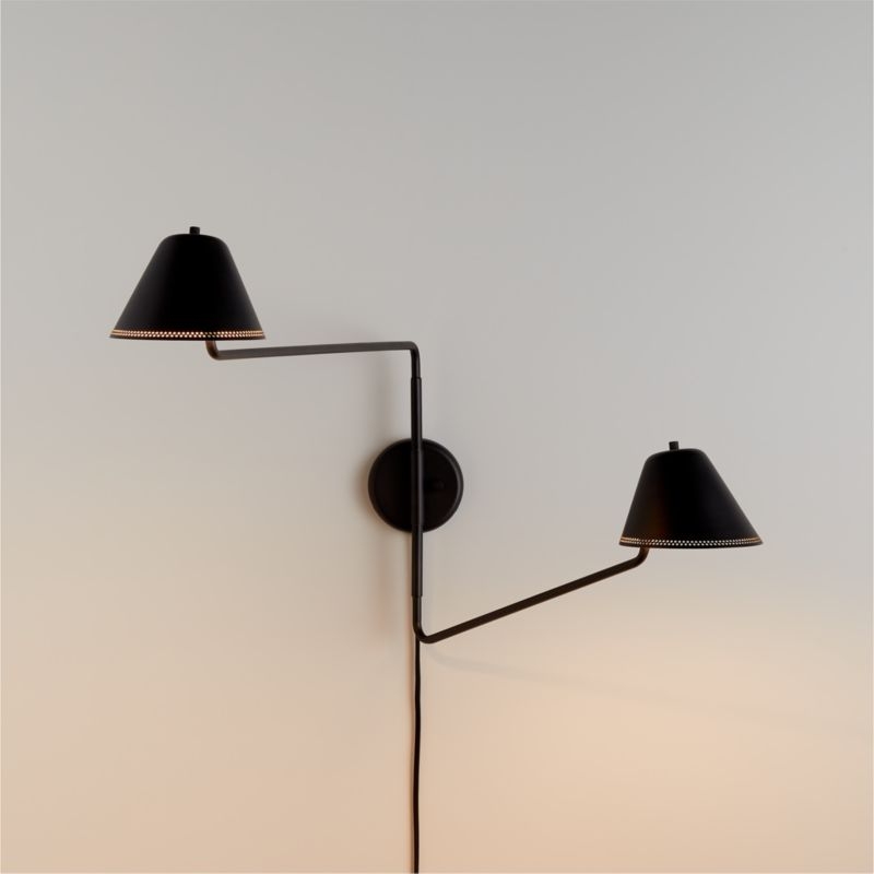Jensen Black Adjustable Metal 2-Light Wall Sconce - Image 1
