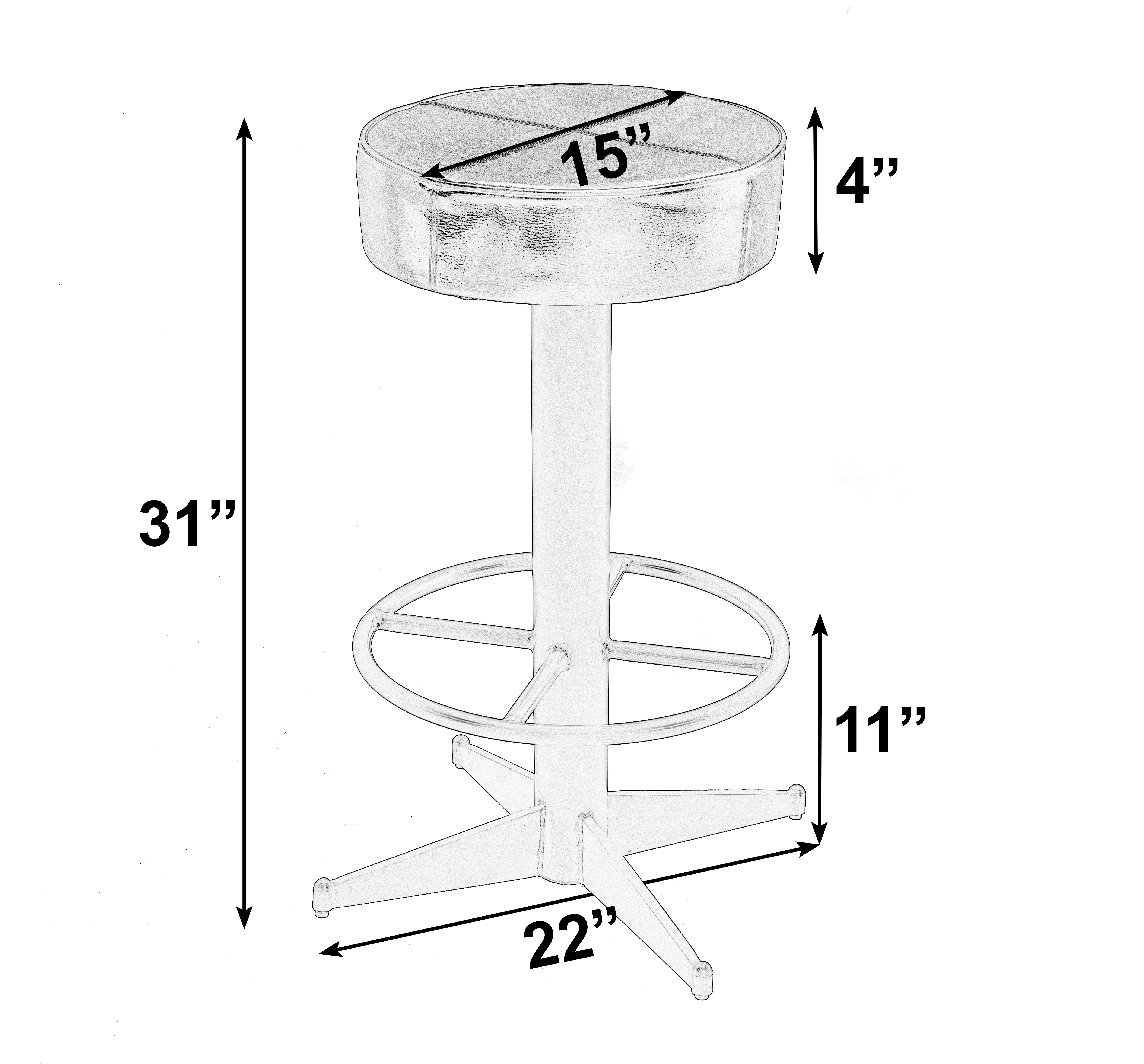 Malcolm Black Leather Bar Stool - Image 3