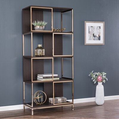 Modern Etagere, Dark Brown And Champagne - Image 0