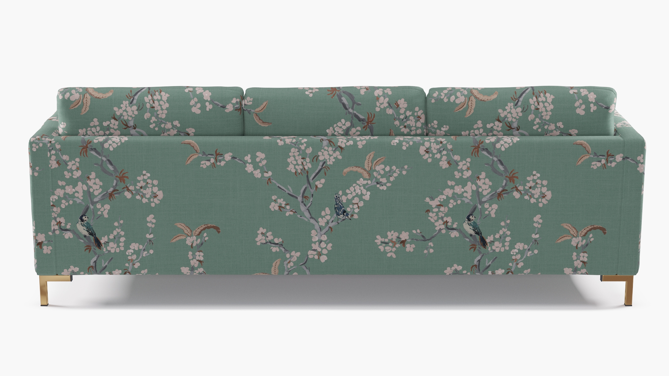 Modern Sofa, Mint Cherry Blossom, Brass - Image 3