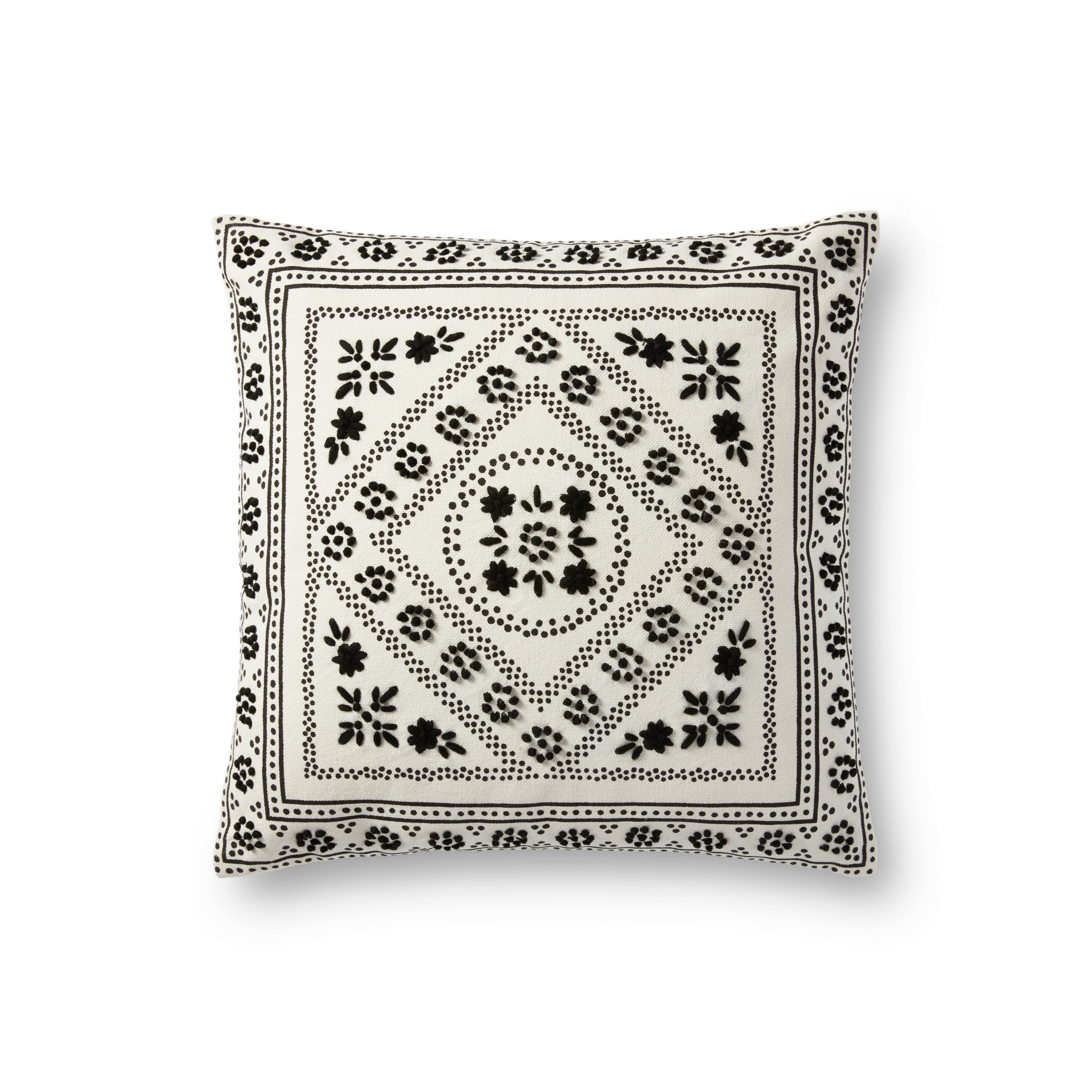 PILLOWS P4140 WHITE / BLACK 18" x 18" Cover Only - Image 0