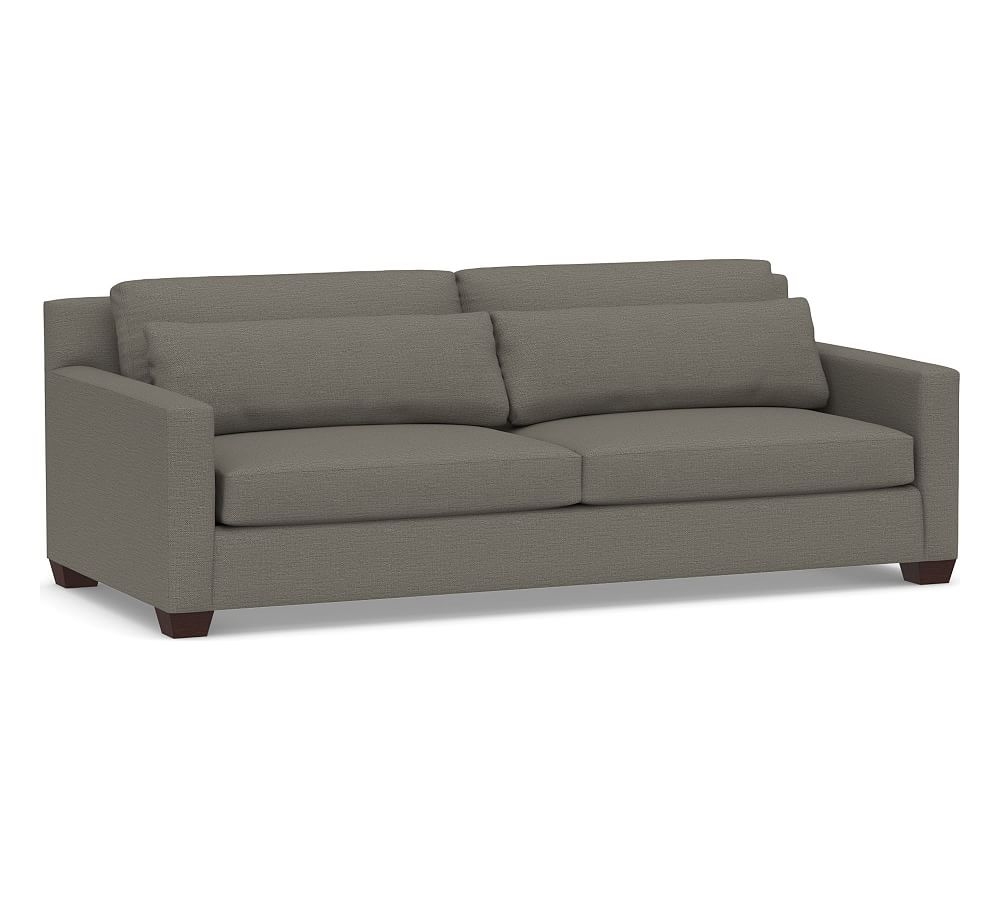 York Square Arm Upholstered Deep Seat Grand Sofa 95" 2-Seater, Down Blend Wrapped Cushions, Chunky Basketweave Metal - Image 0