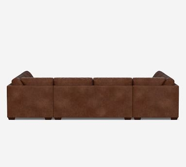 Big Sur Roll Arm Leather U-Sofa Sectional, Down Blend Wrapped Cushions, Legacy Dark Caramel - Image 5
