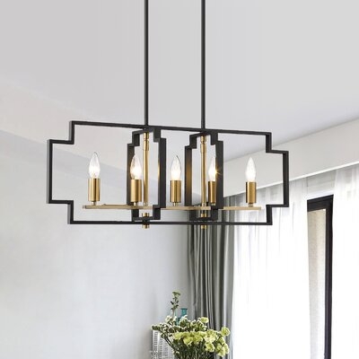 Mullens 5 - Light Kitchen Island Rectangle Chandelier with Wrought Iron Accents - Image 0